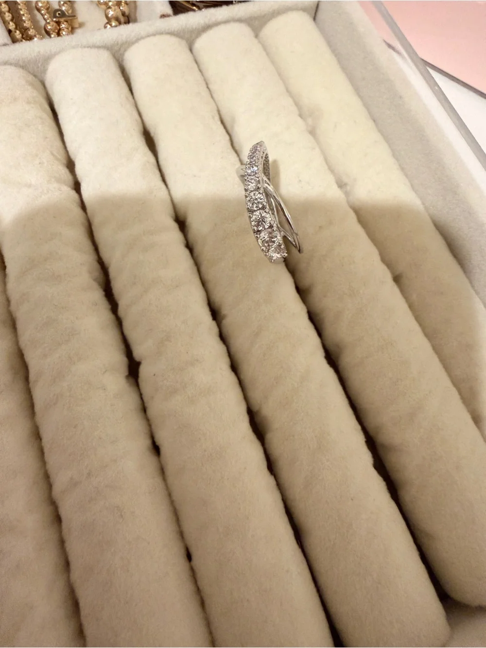 Swarovski Silver Crystal Crossover Ring